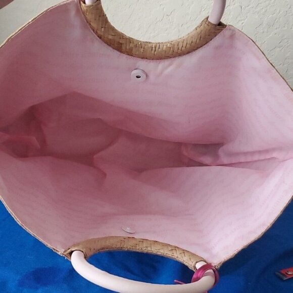 Juicy Couture Straw Tote waterproof lining and handles Beach Bag - Picture 6 of 11